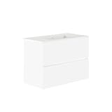 Baikal, con Lavabo cerámico. Distribución Dos Cajones. Mueble MONTADO. Dos Cajones sin Espejo. Fondo 36cm 80 cm Blanco