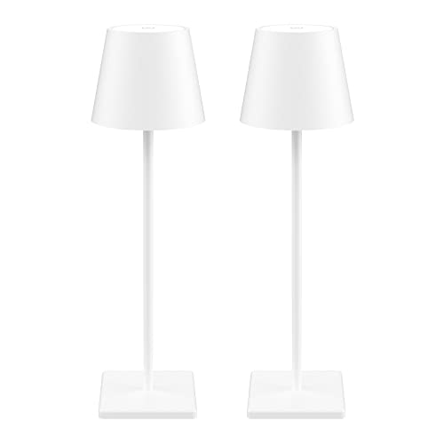 Howskys HT010-WHITE-2 Pack White Cordless Table Lamp,5500Mah Battery Powered Table Lamp,3W Touch Rechargeable Battery Table Lamp 3000K Warm White,Ip54 Indoor/Outdoor Table Lamp cover
