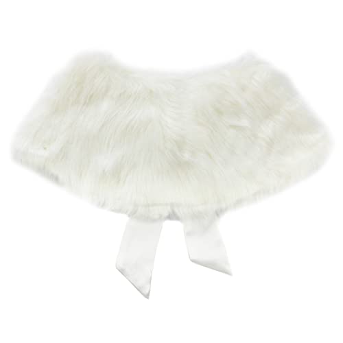 Kids Girls Faux Fur Shoulder Cape Coat Ribbon Ties Princess Bridesmaid Dress Cover Up Wraps Shawl Bolero Shrug2