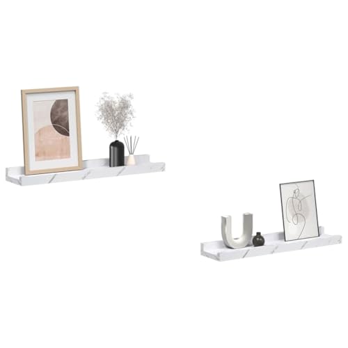 vidaXL Étagère Murale avec étagère 2 pcs Marbre blanc 40 x 9 x 3 cm, Salle de séjour, Design...