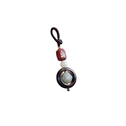 ADERFETBI Llavero Llavero Hetian Jade Pixiu con Colgante de sándalo, Llave for Hombre, Regalo de joyería for Mujer, Adornos Colgantes for Mochila Llavero Coche(A)