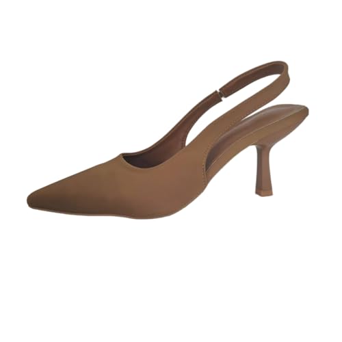 Slingback Pointed Toe Pumps, Tan Brown,