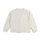 IESSRA Unisex Toddler Boys Girls Cardigans Sweater School Uniforms Off White 2t 3t V-Neck Long Sleev