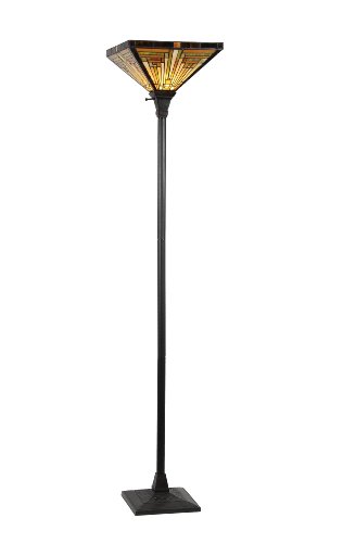 Chloe Lighting CH33359MR14-TF1 Innes Tiffany-Style Mission 1-Light Torchiere Floor Lamp with 14-Inch Shade