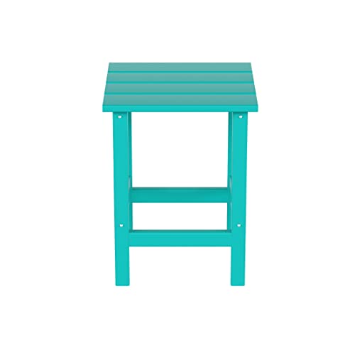 Westintrends Outdoor Side Table, All Weather Poly Lumber Adirondack Small Patio Table Square End Table For Pool Balcony Deck Porch Lawn Backyard, Turquoise #TOP5