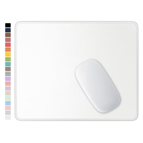 Hsurbtra Mouse Pad Premium-Textured Square Mousepad 26 x 21 cm Stitched Edge Anti-Slip Waterproof Rubber Mouse Mat Pretty Cute Mouse Pad for Office Gaming Laptop Women Kids White