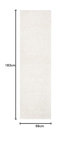 SAFAVIEH Shag Rug for Living Room Dining Room, Bedroom - August Shag Collection, Short Pile, in Ivory, 76 X 183 cm - Image 2
