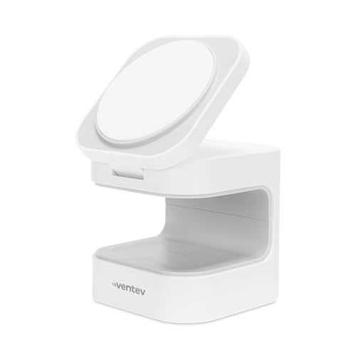 Image of Ventev - 15W Qi2 MagSafe Wireless Charger Stand, 2-in-1 Charging Station for iPhone 16 /16 Pro, 15 /14 /13, AirPods Pro | Fast Wireless Charger with Adjustable Stand, 5W Earbuds Pad, 30W Adapter - White