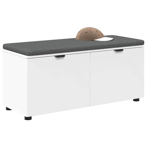 Banc à chaussures blanc avec compartiment de rangement et coussin - 4