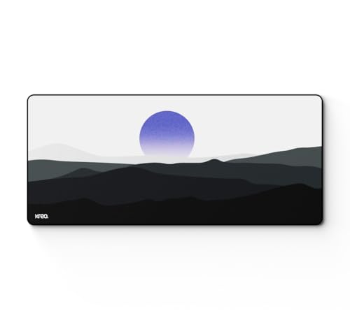 Image of Kreo Terra XXL Deskmat Premium Glass - Smooth Surface, 4mm Cushioned Base, Anti-Fray Stitched Edges - 900x400mm Large Desk Pad for Gaming & Work (Rising Sun)