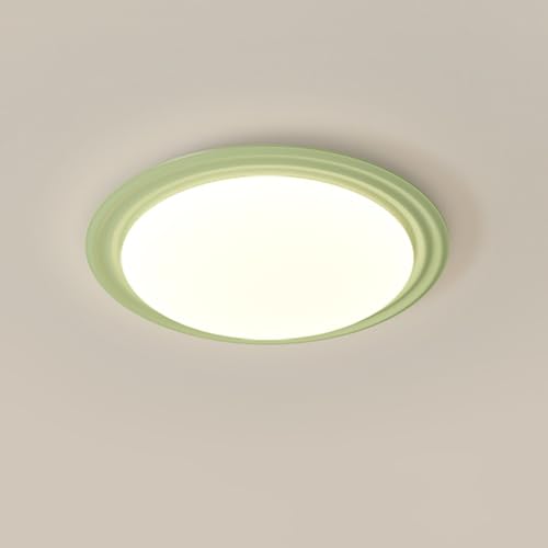 TCHAUSGZOZ Lámpara de techo LED nórdica empotrada - Diseño circular verde y blanco for dormitorio, salón, pasillo cocina