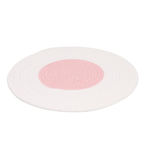 CIYODO Klösträning Och Sovmatta För Katter Knitted Cat Pad i Rosa Och Vitt Dubbel Användning För Klösträning Och Vila Naturlig För Klöspads Och Kattillbehör