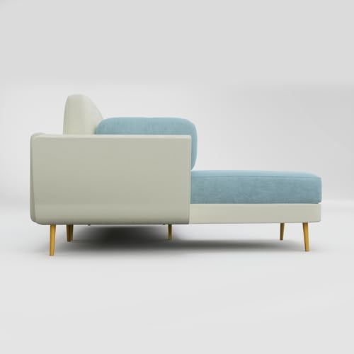 Image of Nuvola Air Premium Latex Fabric Sofa | 3, 4 & 5 Seater Options | Single & Dual-Tone Variants | Ultra-Soft Deep Seating Comfort | Modern Living Room Sofa | 3-Year Warranty (Blue & White, LHS, 4)