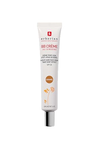 Erborian - BB Crema de Ginseng - Crema Perfeccionadora 5-en-1 - Cuidado con efecto 'piel de bebé' 5-en-1 para el rostro con SPF 20 - Cosmético Coreano - Caramelo - 40 ml