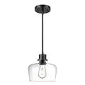 Emak Modern Black Pendant Lights, 8 Inch Kitchen Pendant Lighting Over Island with Clear Glass Shade, Farmhouse Hanging Lights for Kitchen, Bathroom, Bedroom, Dining Room, PL122-BK-CG