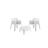 Conjunto jardin exterior 2 plazas | Set compuesto por 2 sillas individuales (67 x 60 x 82 cm) y mesa auxiliar (58 x 48 x 30 cm) con cajón interior, perfecto para almacenar bebidas o comida