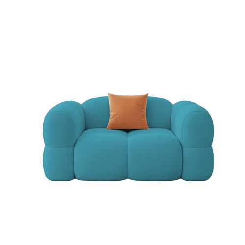 Image of Casaliving Vetras Modern Velvet Bubble Cloud Sofa, Tufted Design Upholstered 1 Seater Sofa Set for Living Room, (Turquise Colour) Premium Velvet Fabric Sofa