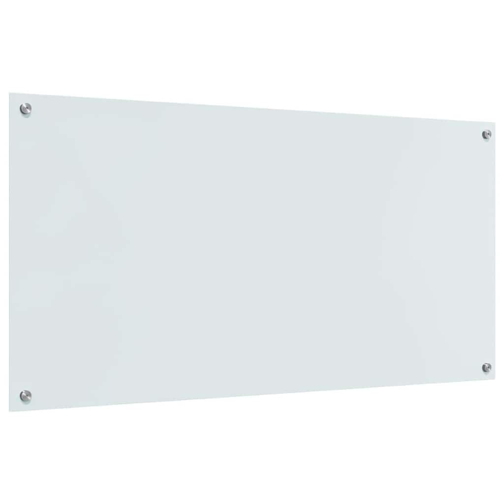 Küchenrückwand Weiß Gehärtetes Glas 120 x 60 cm mit 4 vorgebohrten Löchern hitzebeständig und pflegeleicht für Moderne Küchenlandschaften als praktisches Küchenzubehör für Kochen und backen
