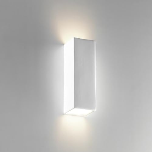 Isyluce Applique di gesso parallelepipedo da parete per interni bianco verniciabile luce sopra sotto