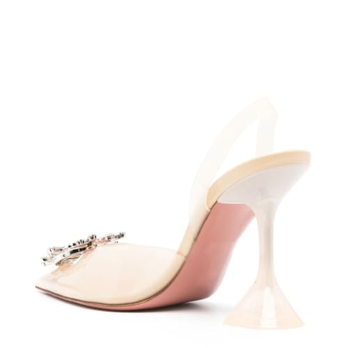 Crystal Rhinestones Slingback for Women Clear Heels Shoes Pointed Toe 2.76 in High Heels Slip On Weddings Parties Pumps Sandal Shoes3