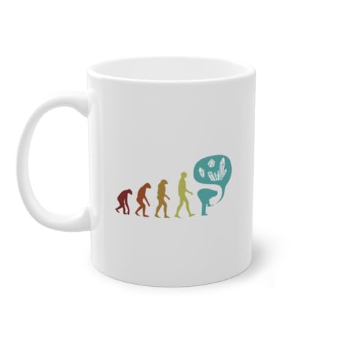 Mineral Collecting Evolution Geologe Edelsteinjäger Kaffeetasse | Steinsammler Gesteinssuche Mineraliensammler Tasse Weiß (07004C)