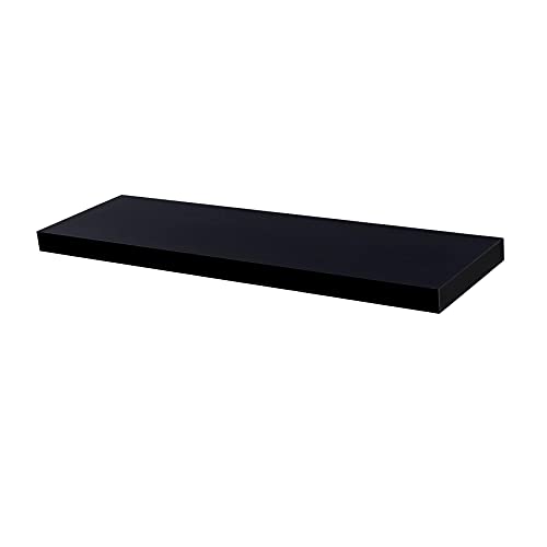 Harbour Housewares Modern Floating Wall Shelf - 100cm - Black - Photo Gallery Bookshelf Wall Shelves for Living Room Display Bedroom Office Storage