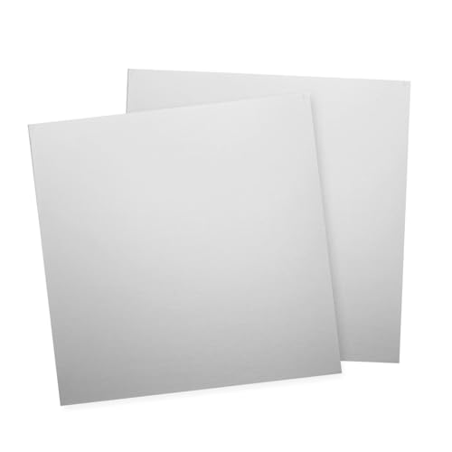 sourcing map 2Pcs 304 Stainless Steel Sheet Plate, 2" x 2", 20 Gauge (0.8mm) Thickness, Stainless Steel Plate with Gloves for Crafting, Modelers, Jewelry, Repairs, Electrical Repairs (Silver)