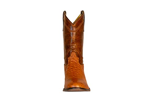 TuffRider Men's Norris Leather Cow Ostrich Print Wide Round Toe Western Boots2
