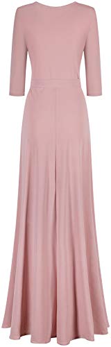 Women's 3/4 Sleeve Deep V-Neck Maxi Faux Wrap Solid Plus Size Dress2