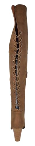 Forever Women Block Stacked High Heel Over The Knee Thigh High Boots Side Zipper Back Lace CAMILA-584