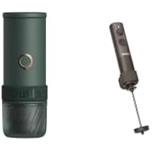 OutIn Mino Portable Electric Espresso Machine with LattoGo Milk Frother Handheld, Moss Green & Tundra Brown