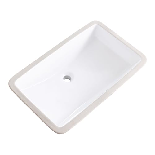 Image of 27 Inch Undermount Bathroom Sink Rectangle Undermount Sink White Ceramic Under Counter Bathroom Sinks with Overflow (27.3 inchx16.5 inch)