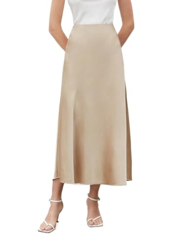 Women's Flowy Trendy Skirt High Waist Satin Skirt