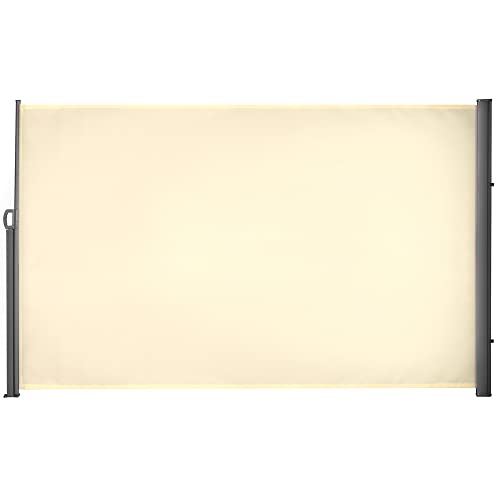 *Outsunny Tendal Lateral Retràctil *300x180 cm Pantalla Enrotllable Mampara de Privacitat Impermeable i Anti-UV Protegeix la Privacitat per a Jardí Balcó Terrassa Crema