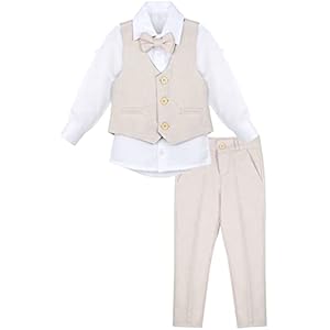 Lilax Boys Formal Suit 4 Piece Vest, Pants and Tie Dresswear Suit Set