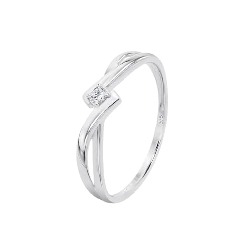 Time RoaD Anillo Mujer Cruzado con Diamantes Oro Blanco 9K de 375 ml - Diseño Ergonómico y Ajuste Perfecto DIA00044/12 - Ideal para Compromiso - Pedida - Alianza - Promesa - Anillos Mujer