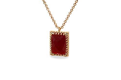 Collier de Grenat en Or Artisanal | Véritable Pierre de Naissance