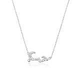 TIANGUO 925 Sterling Argent Arabe Arabe Pendentif Zircon Charme Collier à Longue chaîne Femmes Luxe Bijoux Cadeau Fine Cristal-Silver Love