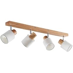 Lampara Techo Focos Amazon Foco 'Wanessa' (Moderno) en Marrón hecho de Madera e.o. para Salón & Comedor (4 llamas, E14) de Lindby | foco empotrado, lámpara de techo, lámpara de pared