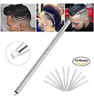 Hair Tattoo Trim Razor Pen, for Hair Design Face Shaping, Engraved Pen/ 10 Blades/Tweezer, Eyebrows Beards Razor Styling Tool