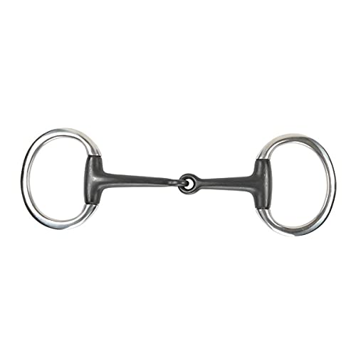 Shires Sweet Iron Flat Ring Eggbutt Snaffle Bit in Black 5, Black Sweet Iron