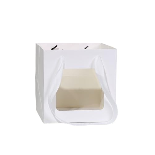 Sac en papier Kraft avec fenêtre blanc - Sac à main de rangement gâteaux 25cm