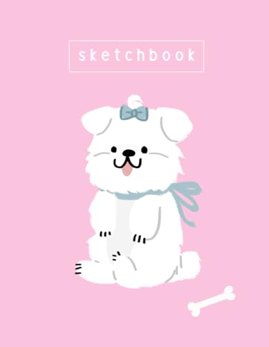 SKETCHBOOK: Dog with pink Cover,: Blank page with frame, for Drawing, Painting Doodling, Sketching | Large size 8.5" x 11"