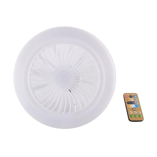 Wrtysully Ventilador de Techo de 30 W con Luces Integradas E27 IluminacióN de Techo Remota Dormitorio Sala de Estar Interruptor de Control LáMpara de Casa A