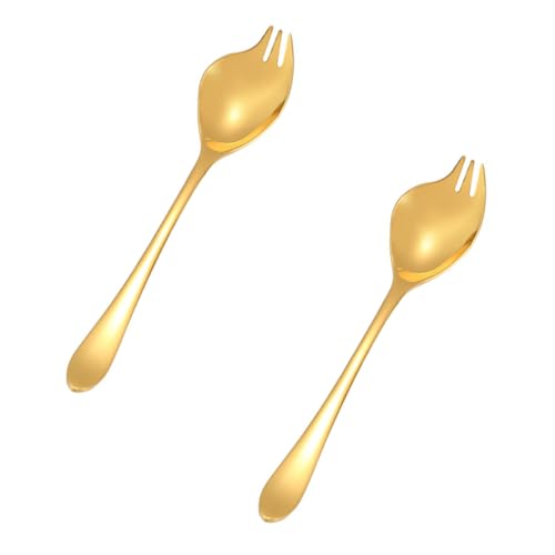 Alipis 2pcs Stainless Steel Salad Fork Spoon Set Dinner Spoons for Salad Home Tableware