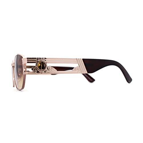 SA106 Mens Luxury Art Deco Metal Engraving Rectangle Sunglasses3