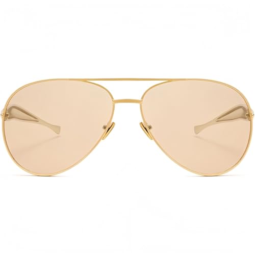 KUKASEN Trendy Retro Aviator Sunglasses for Women Men – Oversized Vintage 70s Pilot Shades, UV400 Gold Frame Glasses4