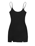 WDIRARA Women's Plus Size Split Front Sleeveless Rib Knit Bodycon Dress Black 3XL