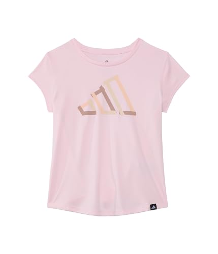adidas Girls' Cap Sleeve Graphic Tee Shirt, Clear Pink Adi, XL