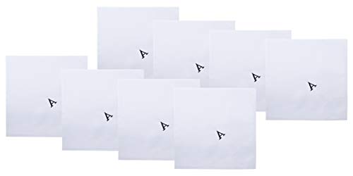 Image of Retreez 8 Pc Pure Cotton Initial Monogrammed Men's Handkerchiefs Hanky Gift Set
